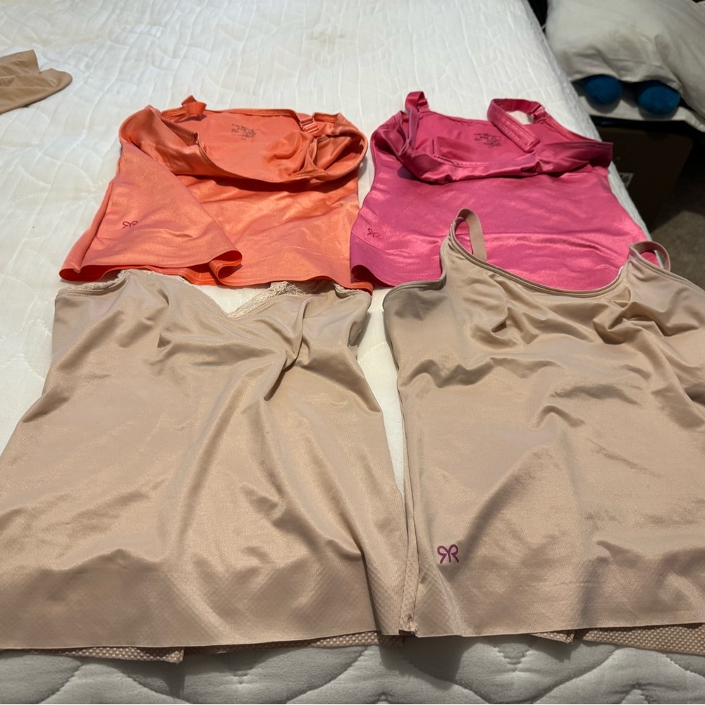 Ruby Ribbon Chemises in Orange, Pink, and Tan